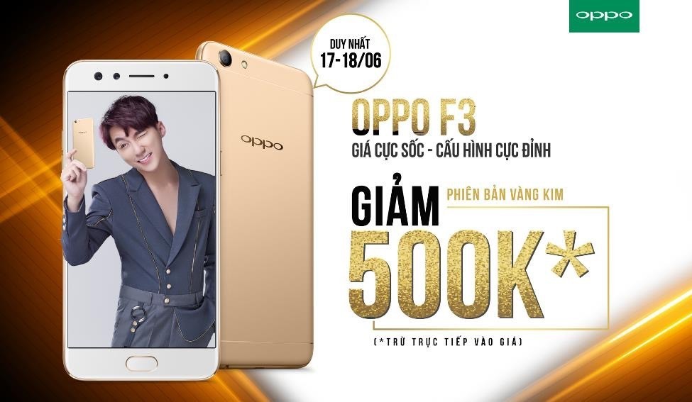 OPPO F3 giảm 500.000 đồng hai ngày cuối tuần