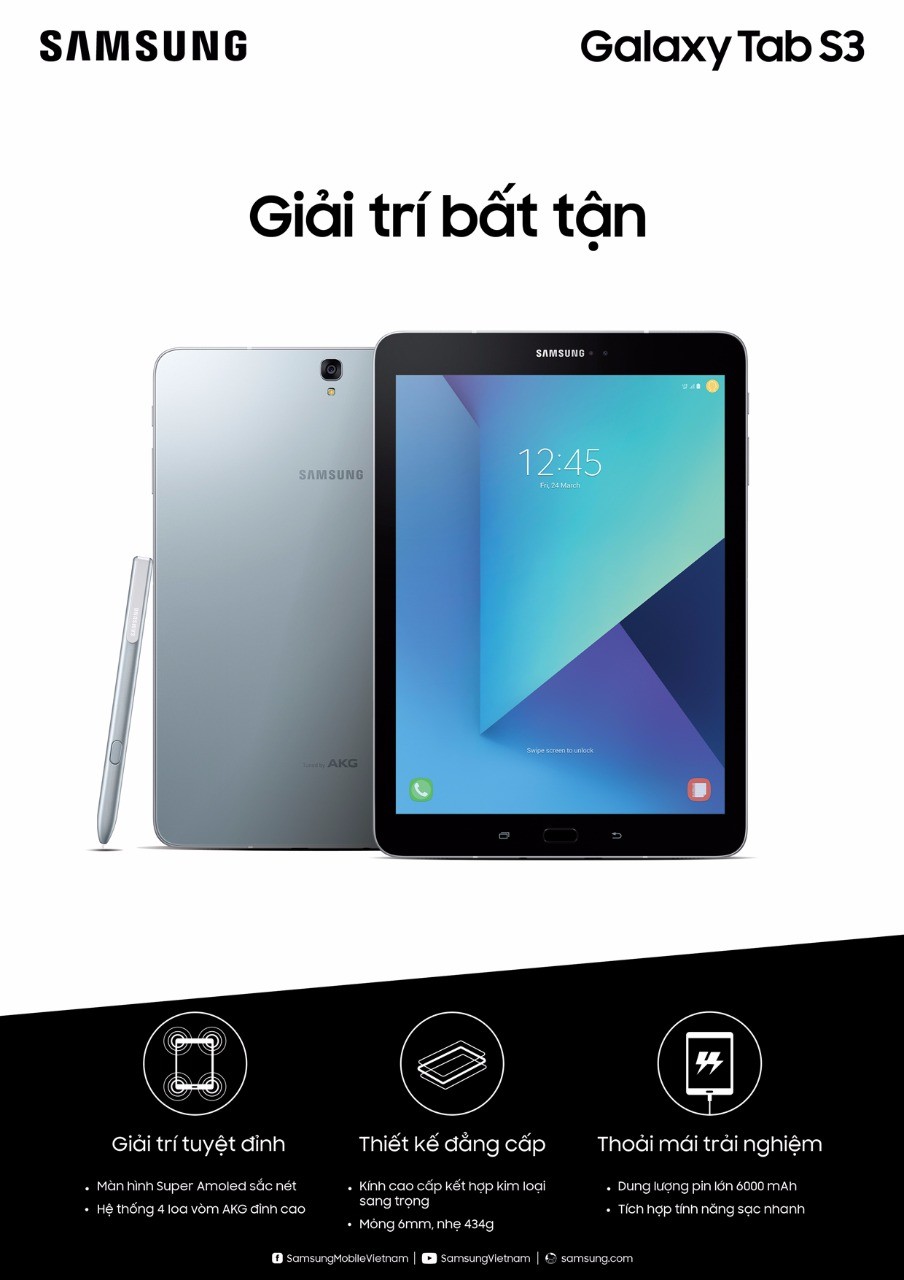 Samsung giới thiệu Galaxy Book và Galaxy Tab S3, giá 19,99 và 16,49 triệu đồng