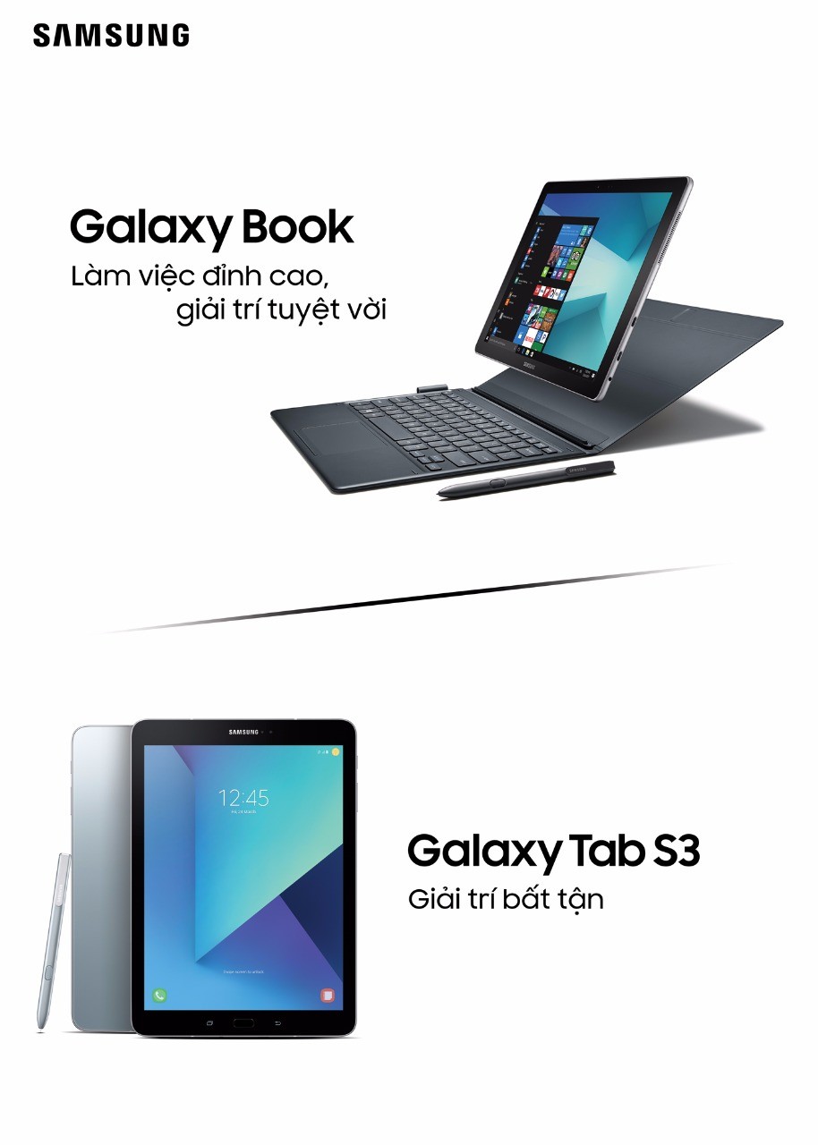 Samsung giới thiệu Galaxy Book và Galaxy Tab S3, giá 19,99 và 16,49 triệu đồng