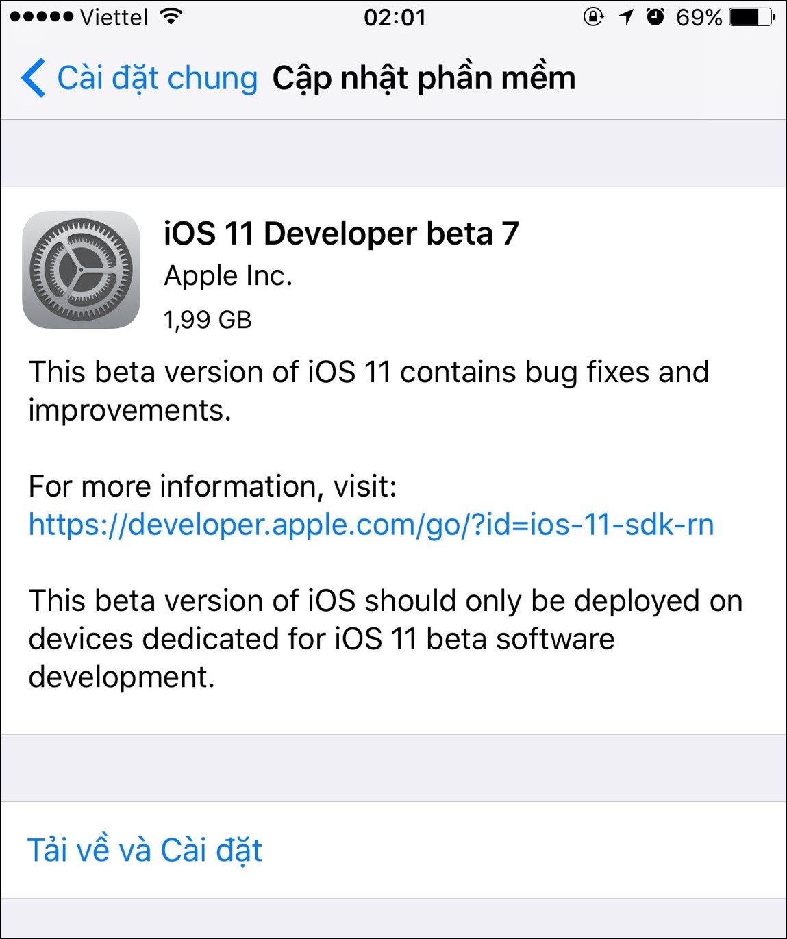 Apple cập nhật phiên bản iOS 11 beta 7 cho các thiết bị di động