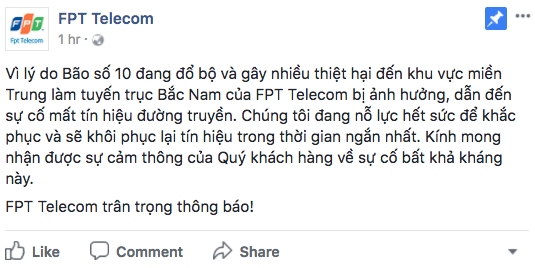 Mạng Internet trong nước 'đứt' vì bão số 10