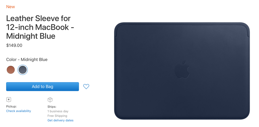 Apple bắt đầu bán ra bao da cho MacBook 12 inch giá $150