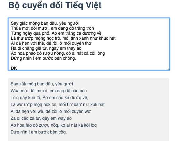 Xuất hiện công cụ chuyển đổi 'Tiếng Việt' thành 'Tiếq Việt'