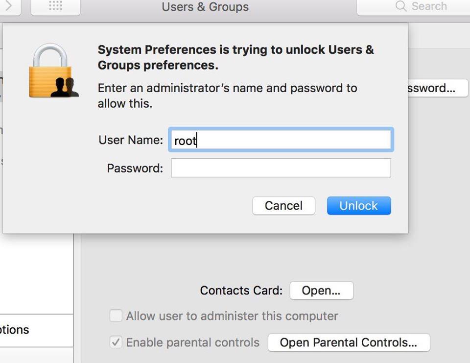 macOS High Sierra xuất hiện lỗi trao quyền root kể cả không cần nhập mật khẩu