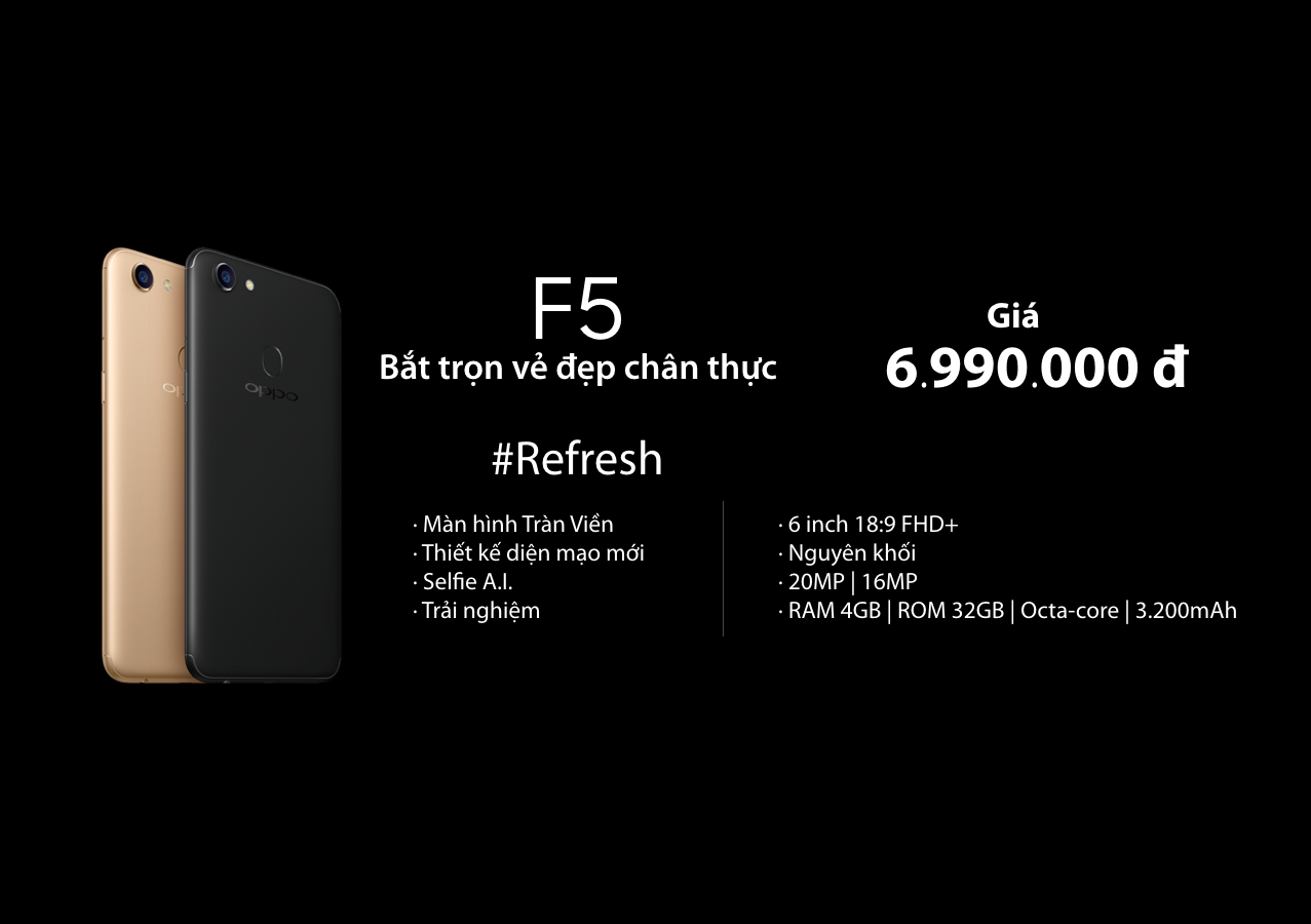 OPPO F5 ra mắt giá 7 triệu, lần đầu có 2 năm bảo hành và tặng loa đẹp