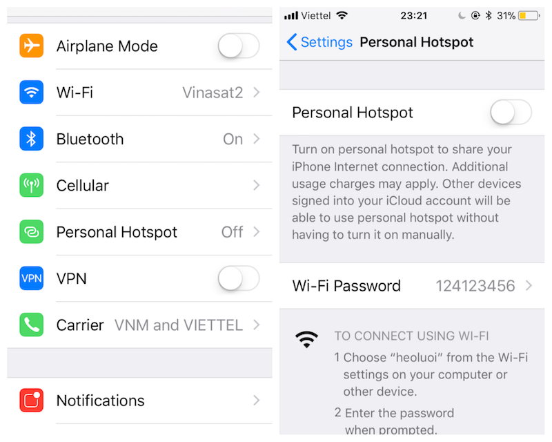 Tạm thời biến điện thoại Android và iPhone thành điểm phát Wi-Fi truy cập Internet