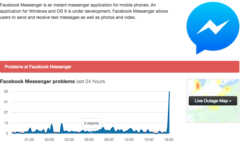 Dịch vụ Facebook Messenger đang gặp sự cố tại Việt Nam?