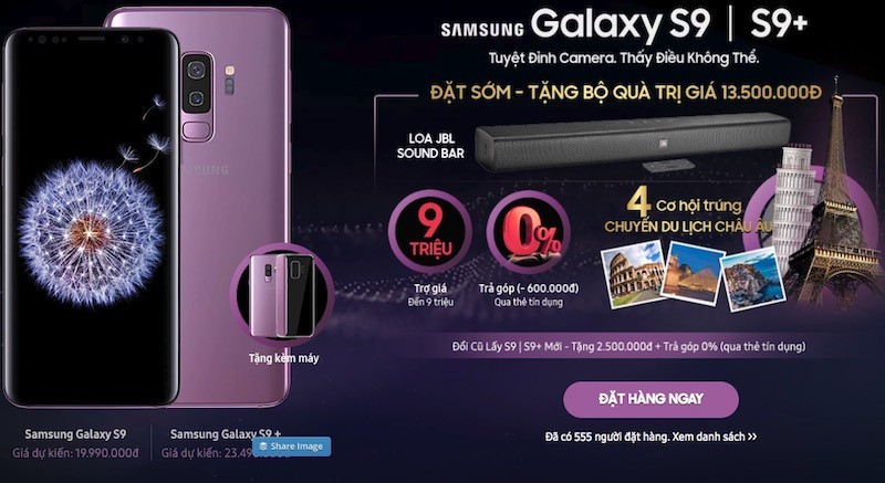 FPT Shop mở đặt hàng mua Galaxy S9 và S9+, tặng bộ quà 13,5 triệu đồng