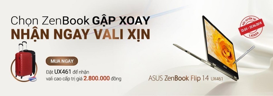 ASUS ưu đãi đặt ZenBook Flip 14 tại Lazada nhận vali American Tourister