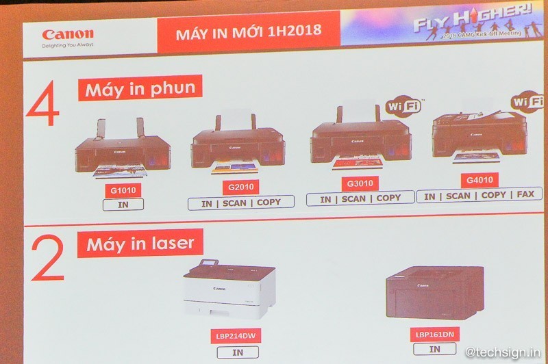 Canon lên kệ 4 máy in phun G Series và 2 máy in laser thế hệ mới