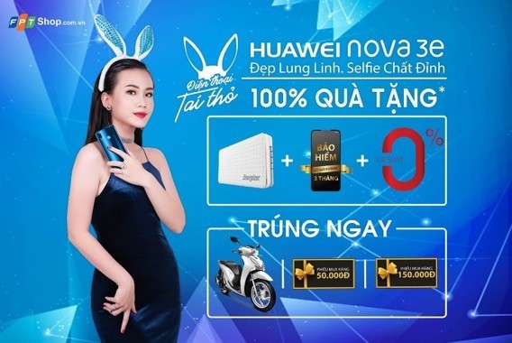 Đặt trước Huawei Nova 3e, nhận sạc dự phòng Energizer 10.000mAh tại FPT Shop