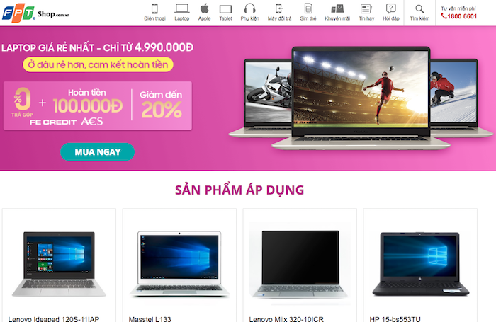 FPT Shop ưu đãi giảm giá khi mua laptop