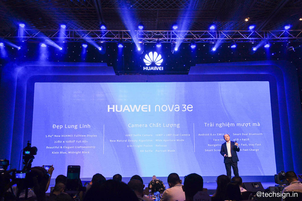 Huawei Nova 3e ra mắt: hai màu, thiết kế tai thỏ, tỉ lệ màn hình mới