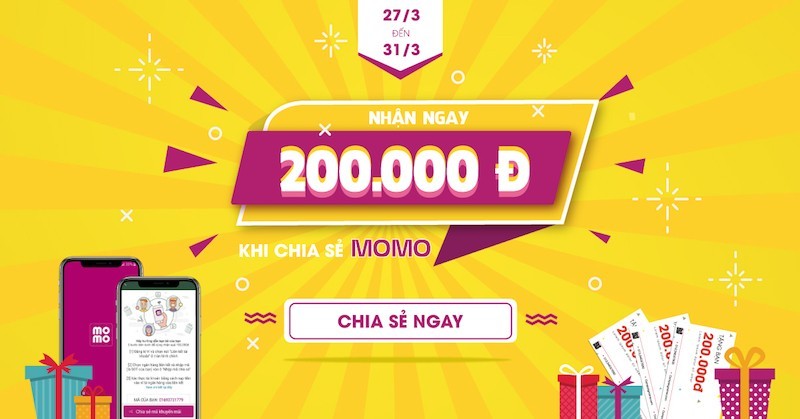 5 ngày cuối cùng tháng 3/2018: Nhân đôi số tiền khi Chia sẻ MoMo thành công