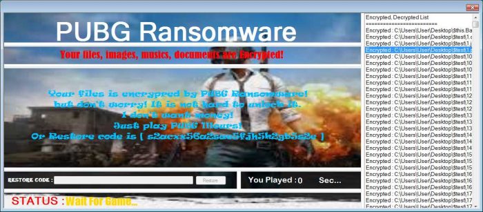 PUBG Ransomware: Bắt người dùng chơi game PUBG để chuộc lại tập tin