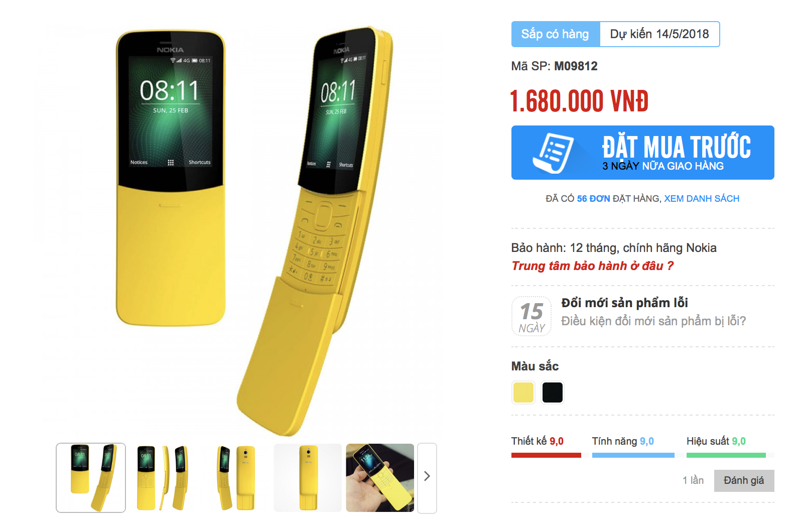 Nokia 8110 'trái chuối' giá 1,68 triệu đồng ở Việt Nam