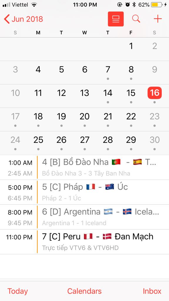 Đưa lịch thi đấu World Cup 2018 vào ứng dụng Calendar trên iPhone