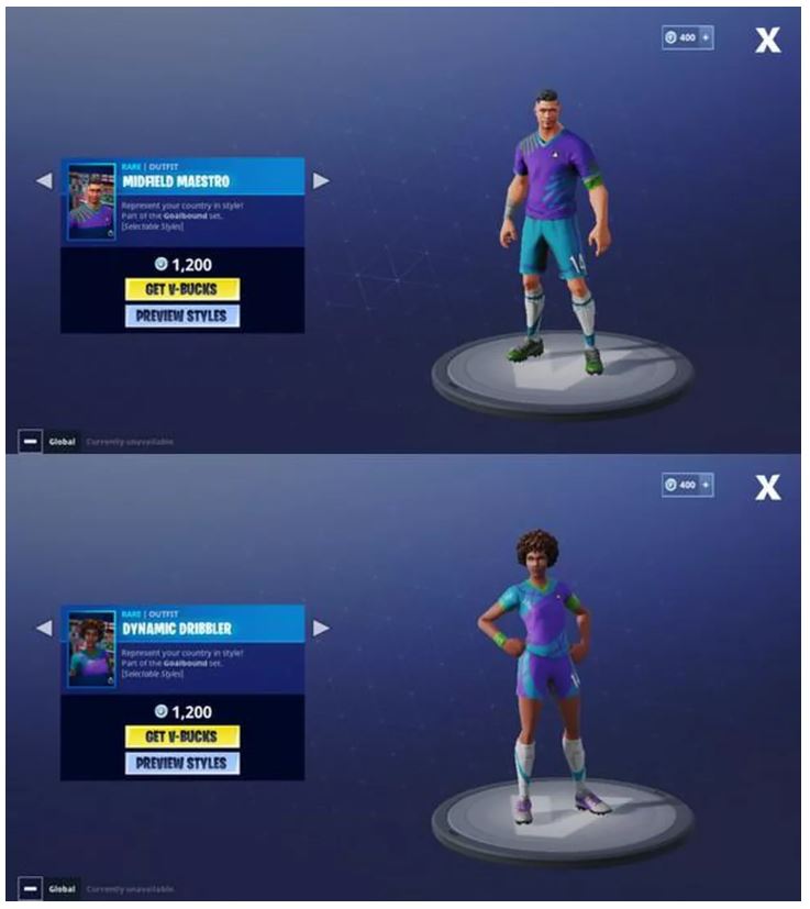 Fortnite tung skin mới cổ động World Cup 2018