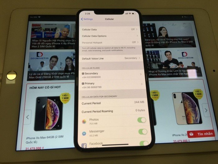 Cấu hình 2 sim online cùng lúc trên iPhone Xs Max 2 sim quốc tế