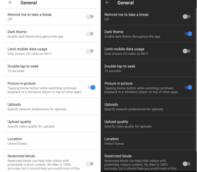 YouTube trên Android đã có giao diện màu tối