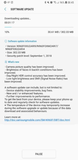 Galaxy S9/S9+ nhận được bản cập nhật nâng cấp camera selfie