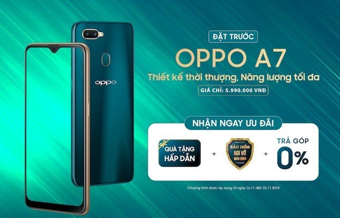 OPPO A7 ra mắt: hai phiên bản bộ nhớ, camera kép, pin 4.230mAh