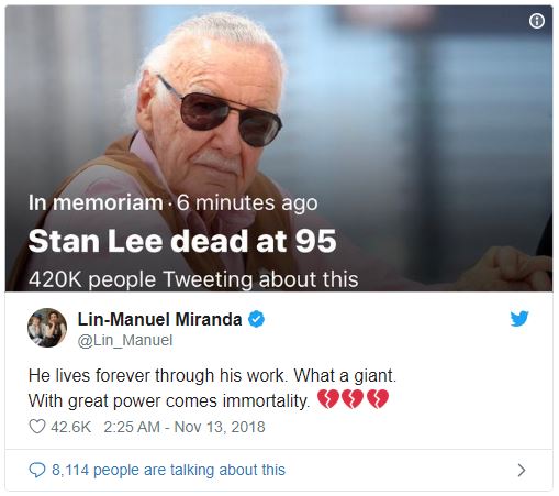 Stan Lee qua đời ở tuổi 95