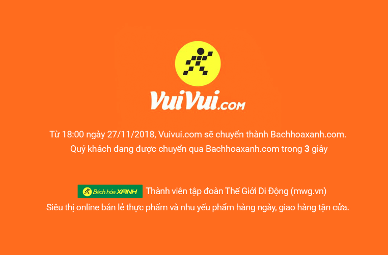 Thế Giới Di Động: Vuivui chuyển sang tên miền bachhoaxanh.com phù hợp hơn