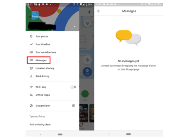Ảnh màn hình tiết lộ Google Maps có thêm tính năng nhắn tin