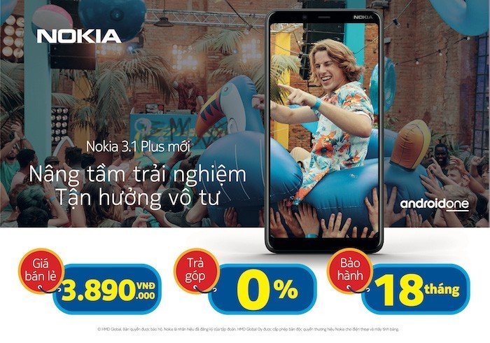 Sau thời gian bán độc quyền, Nokia 3.1 Plus đã lên kệ tại các đại lý