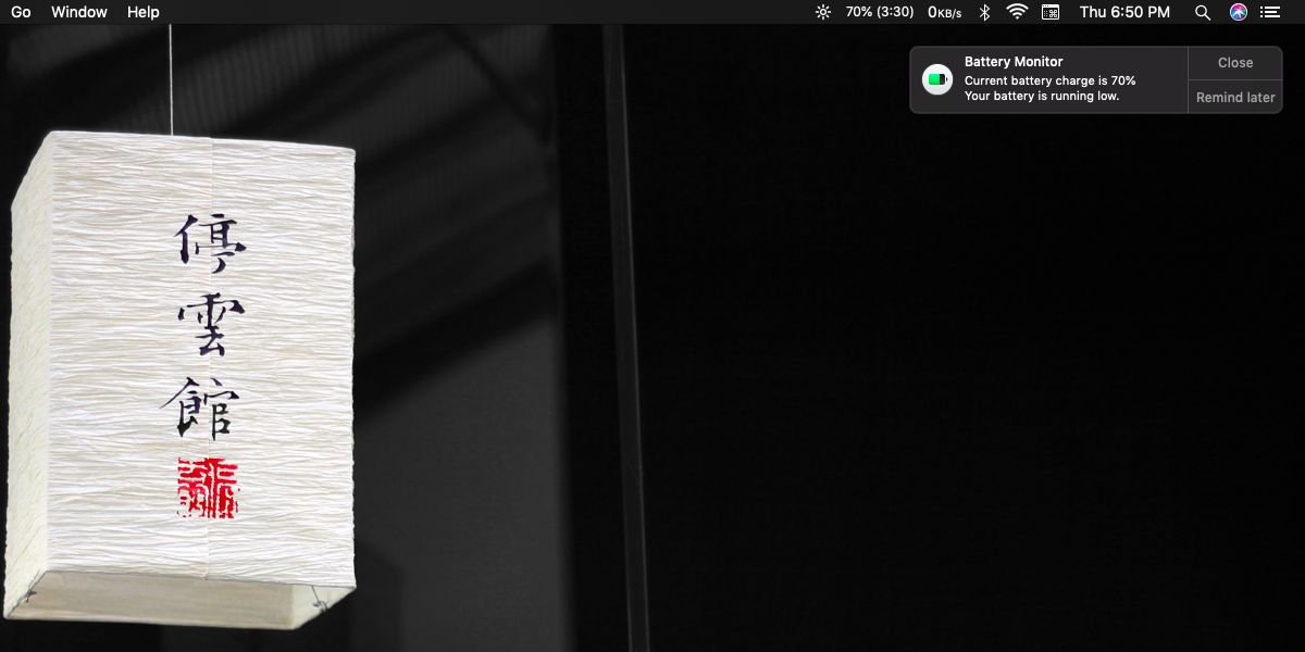 Cách thiết lập cảnh báo pin trên macOS