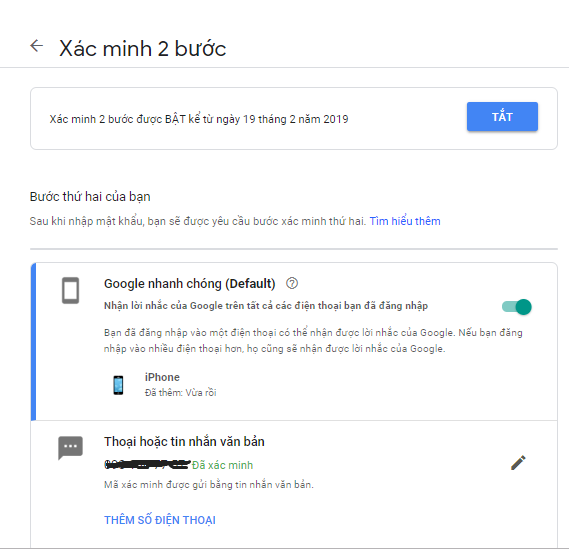 Thiết lập xác minh hai bước cho tài khoản Google