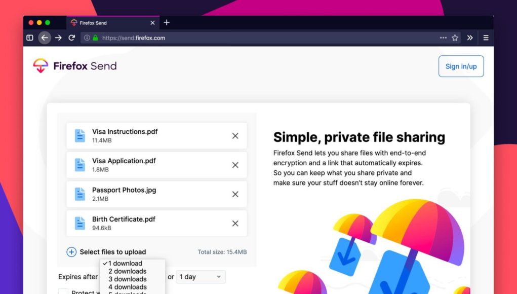 Những điều cần biết về dịch vụ chia sẻ dữ liệu Firefox Send