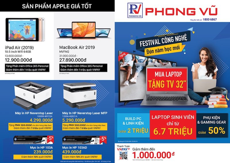 Phong Vũ tổ chức ưu đãi “Festival công nghệ” chào đón năm học mới