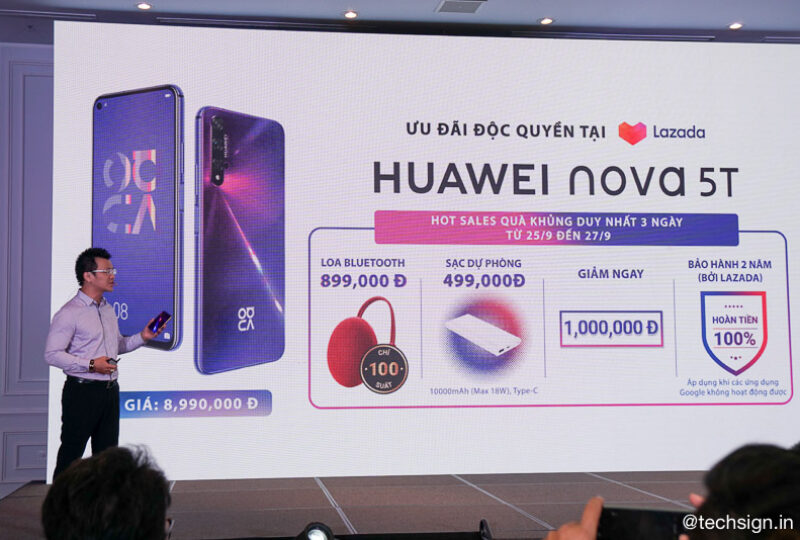 Huawei Nova 5T ra mắt, bán độc quyền trên Lazada giá 9 triệu đồng