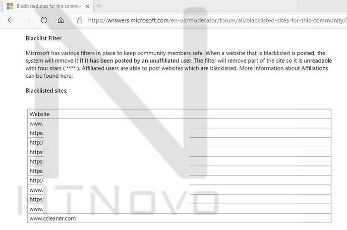 Tên miền CCleaner bị chặn trên trang web Answers của Microsoft