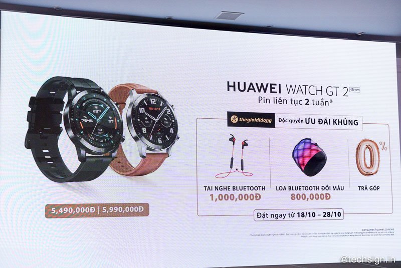 Đồng hồ thông minh Huawei Watch GT2 ra mắt, bán độc quyền tại Thế Giới Di Động