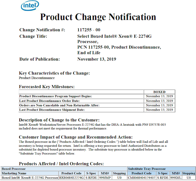 Intel thu hồi bộ xử lý Xeon E-2274G vì tản nhiệt công suất kém