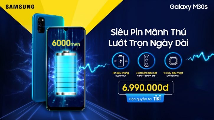 Samsung Galaxy M30s ra mắt, pin 6.000 mAh, hỗ trợ sạc nhanh 15W