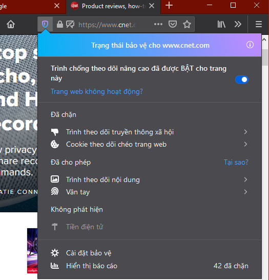 Trình duyệt Firefox kiểm soát và báo cáo những trang web theo dõi bạn