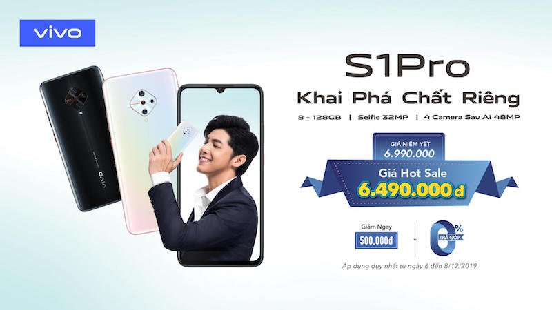 Vivo S1 Pro: 4 camera sau 48MP, camera selfie 32MP, giá 7 triệu đồng