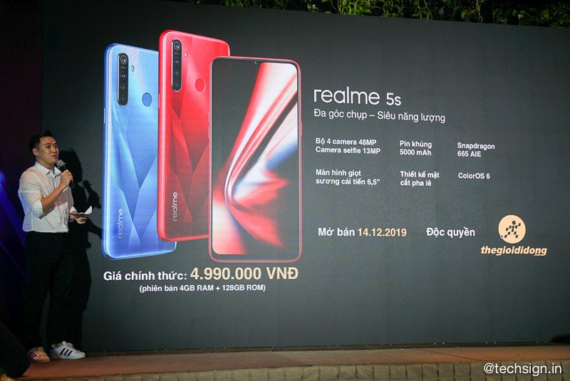 Ra mắt Realme 5s, bán độc quyền tại Thế giới Di động từ 14/12