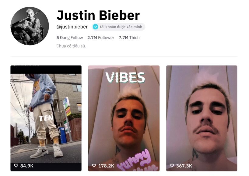 Mở tài khoản TikTok, chưa 10 ngày Justin Bieber có 2,3 triệu followers