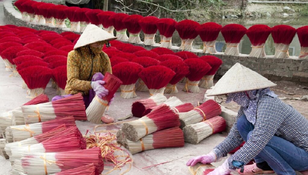 'Làng hương' Việt Nam rực sắc đỏ trước dịp tết Nguyên Đán