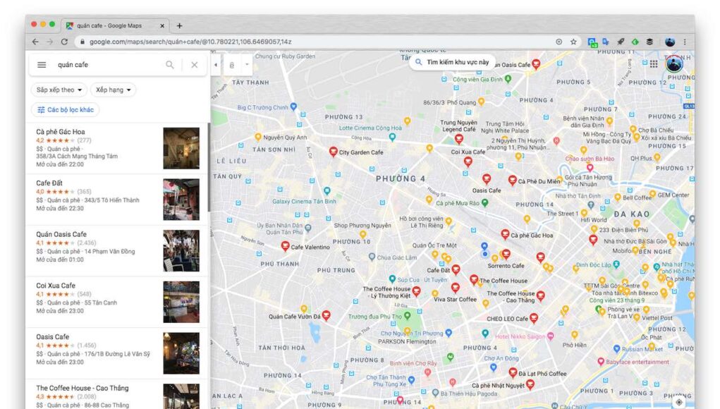 Tìm quán ăn ngày Tết với ứng dụng Google Maps