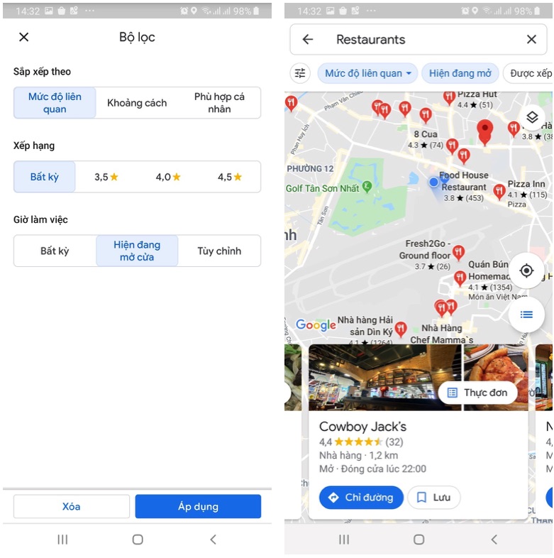 Tìm quán ăn ngày Tết với ứng dụng Google Maps