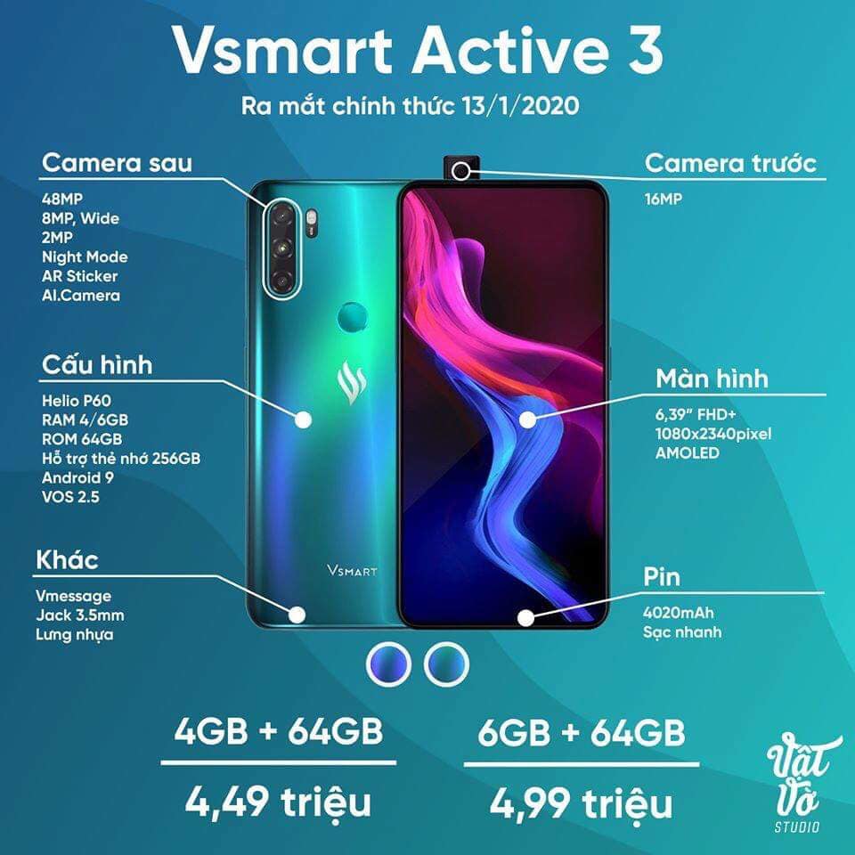 VinSmart chính thức ra mắt Vsmart Active 3 với camera selfie trượt