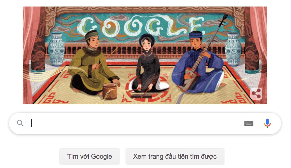 Google đổi Doodle trang tìm kiếm, vinh danh Ca trù Việt Nam