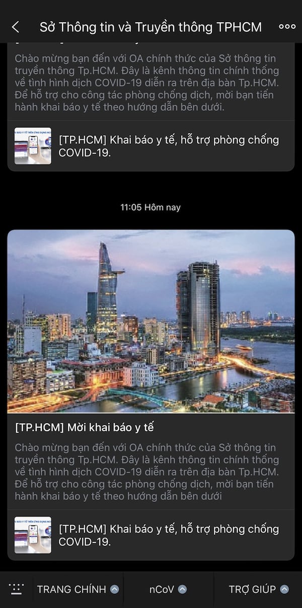 Theo dõi thông tin chính thống về COVID-19 trên Zalo của Sở Thông tin và Truyền thông