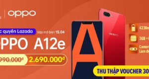 OPPO A12e lên kệ, hai màu đỏ và tím, giá 2,99 triệu đồng